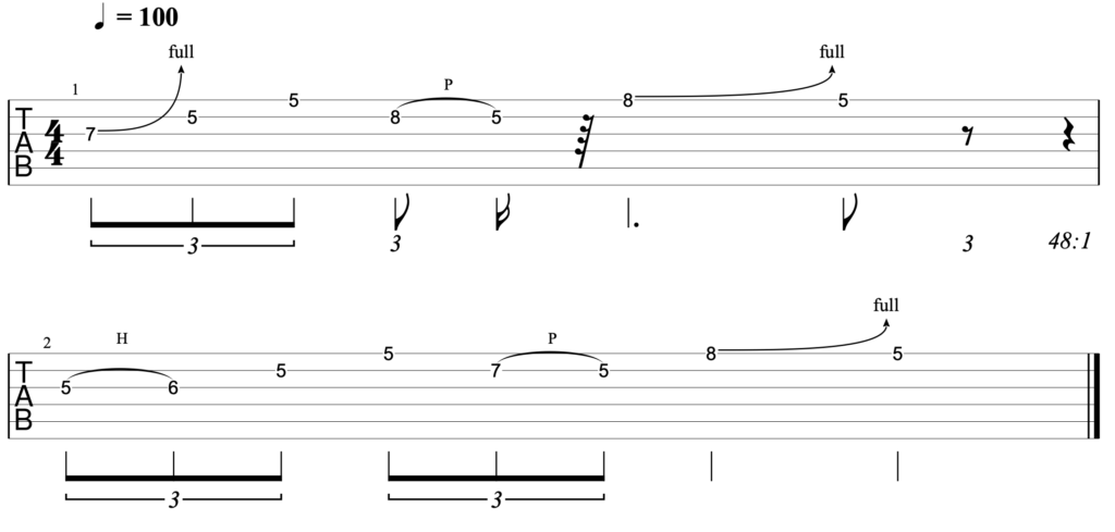 A lick that combines the major and minor pentatonic scales